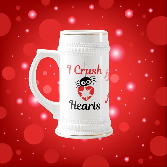 Valentine's I Crush Hearts niedliche Spinne | Bierglas (Von Creator hochgeladen)