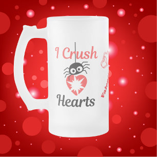 Valentine's I Crush Hearts niedliche Spinne   Mattglas Bierglas