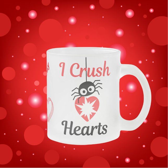 Valentine's I Crush Hearts niedliche Spinne | Mattglastasse (Von Creator hochgeladen)