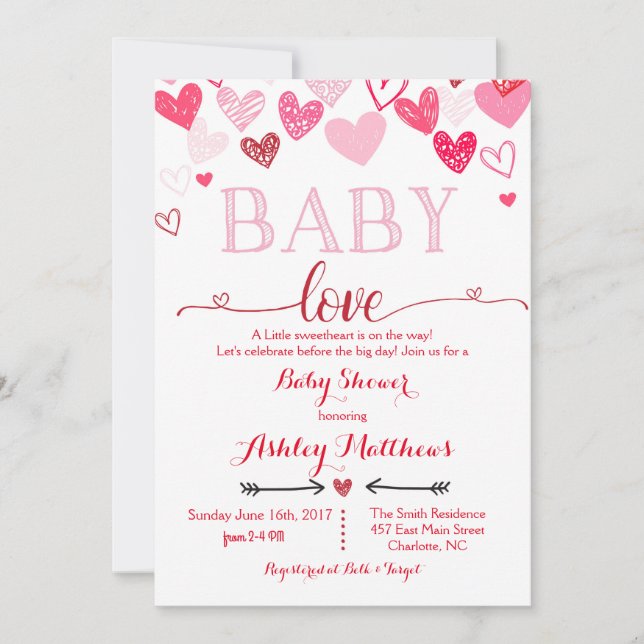 Valentines Jour Baby shower Invitation (Devant)