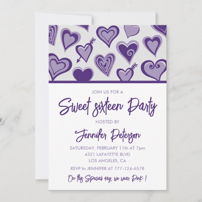 Valentines jour doux 16 invitations coeur mignon (Devant)