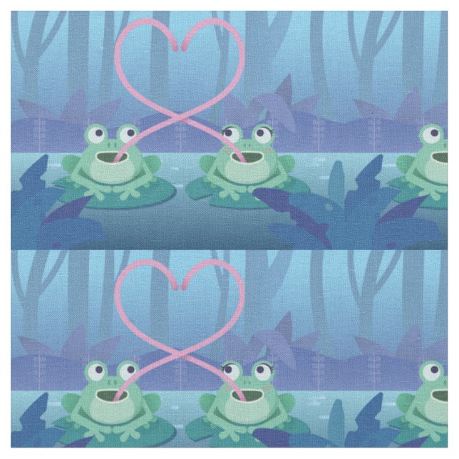 valentines jour grenouille amoureux tissu (Fermer)