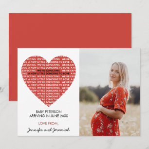 Valentines jour grossesse faire-part grand coeur