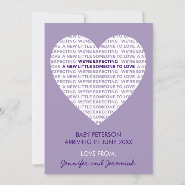 Valentines jour grossesse faire-part grand coeur (Devant)