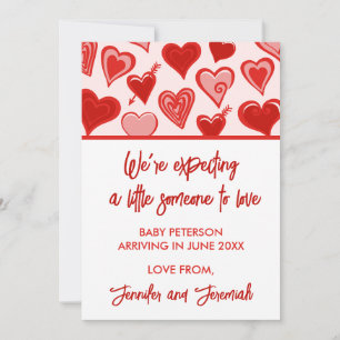 Valentines jour grossesse faire-part rouge doux