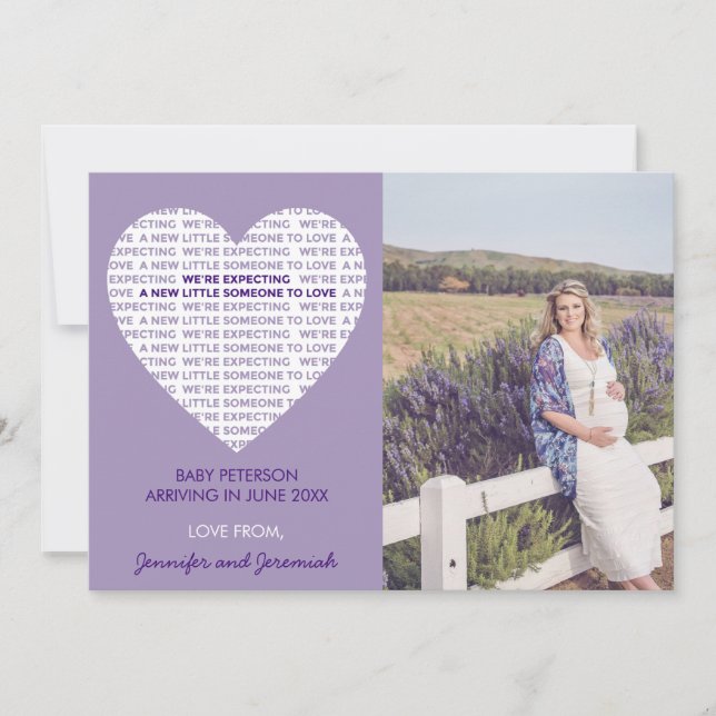 Valentines jour grossesse faire-part typographie (Devant)