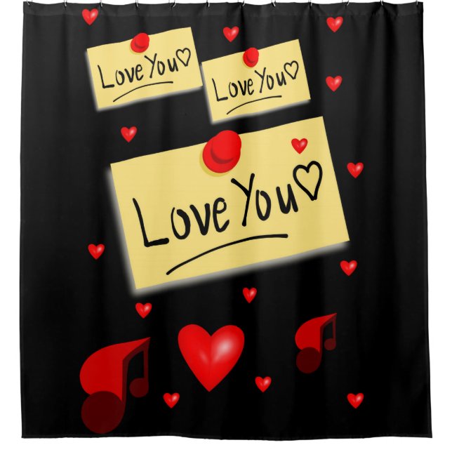 valentines jour noir amour douche rideau (Devant)
