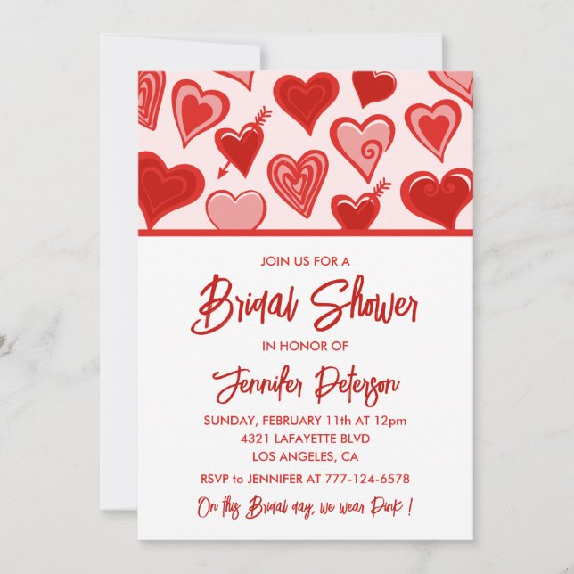 Valentines jour nuptiale invitation Red Pink (Devant)