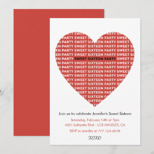 Valentines jour sucré 16 invitation xoxo amoureux