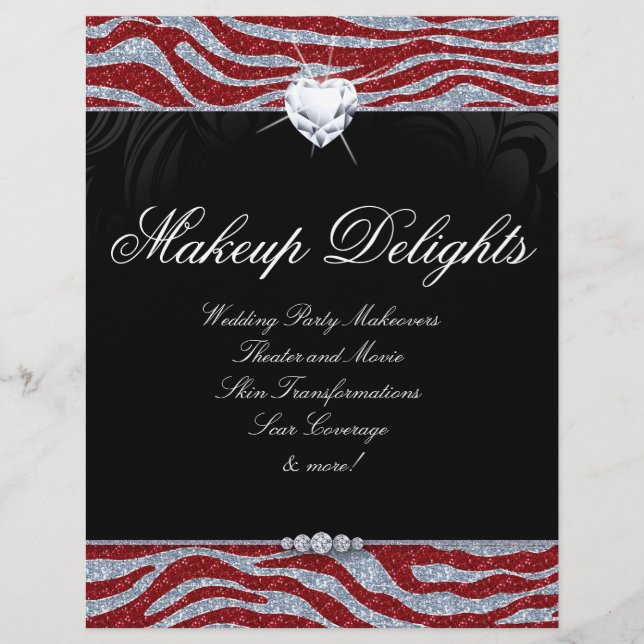 Valentines Juwelier Flyer Hair Salon Zebra Glitzer (Vorne)