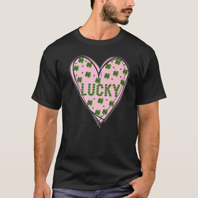 Valentine's Kleeblatt Heart St Patrick's Day Four  T-Shirt (Vorderseite)