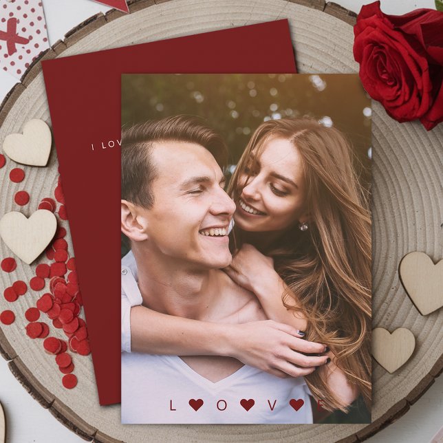 Valentines LIEBE Fotokarte Feiertagskarte (Valentines LOVE Photo Flat Card)
