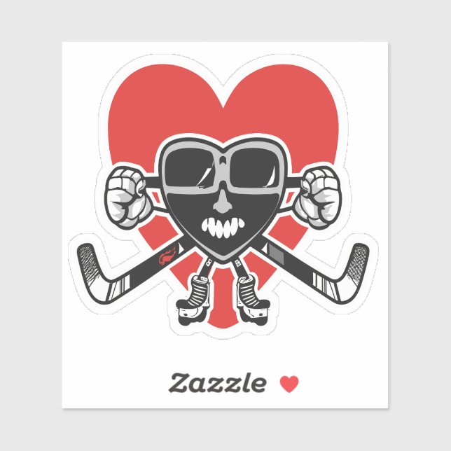 Valentines Liebe Herz zeigt Hockeykompetenz Liebe Aufkleber (Blatt)
