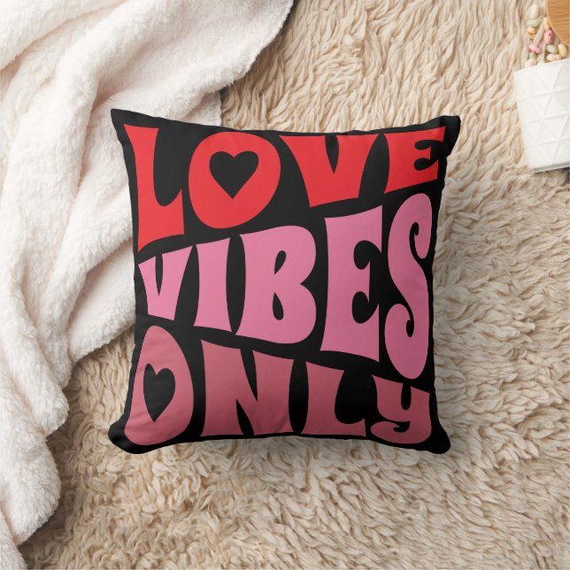 Valentines Liebe Vibes Typografie Rosa Schwarz Kissen (Decke)