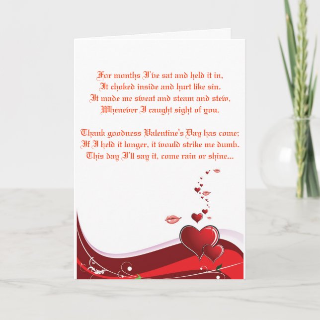Valentines-Liebegedicht Feiertagskarte (Vorderseite)