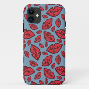 Valentine's Lips Blau und Rot Muster Case-Mate iPhone Hülle