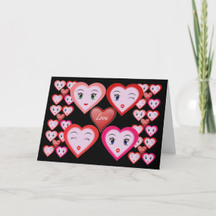 Valentines Love Candy Coeurs et Visages Carte