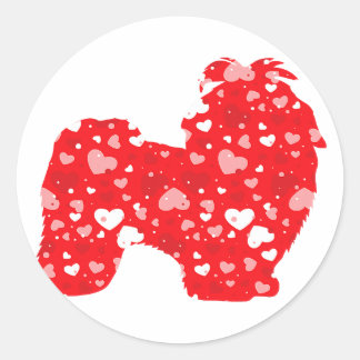 Valentines Matching | Couple Liebe Hearts Shih Tzu Runder Aufkleber