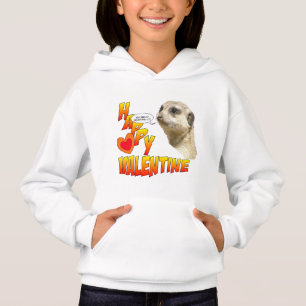 Valentines Meerkat Girls Pullover Hoodie