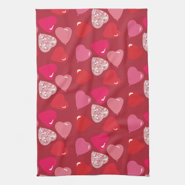 Valentines Mini-Ballons Coeur Serviettes Roses Rou (Vertical)