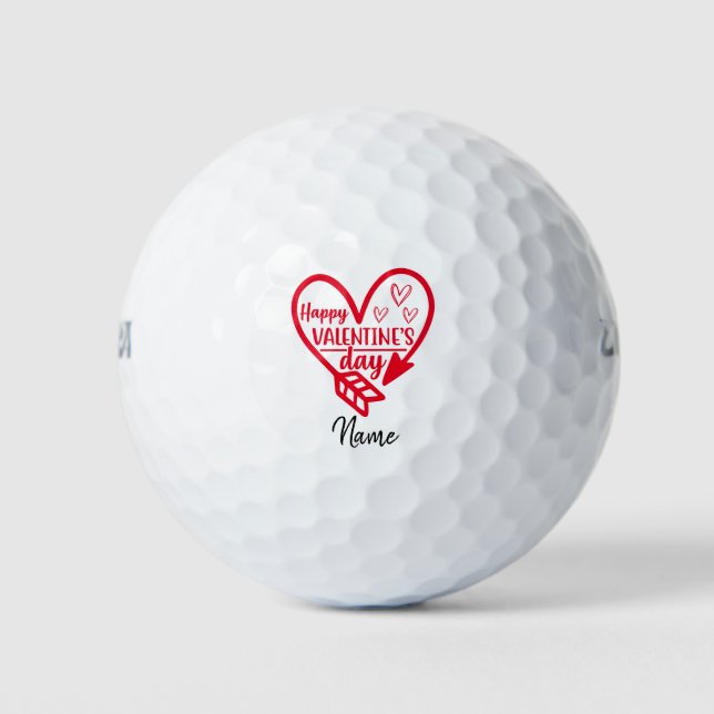 Valentine's mit rotem Herzen zu Golfer Golf Balls Golfball (Vorderseite)