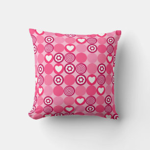 Valentines Niedliches rosa Herz- und Blume Dots Mu Kissen