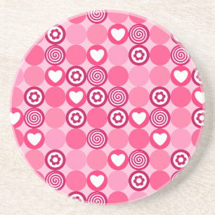 Valentines Niedliches rosa Herz- und Blume Dots Mu Untersetzer