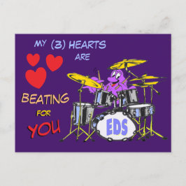 Valentines Octopus Cartoon 3 Coeurs Carte Postale