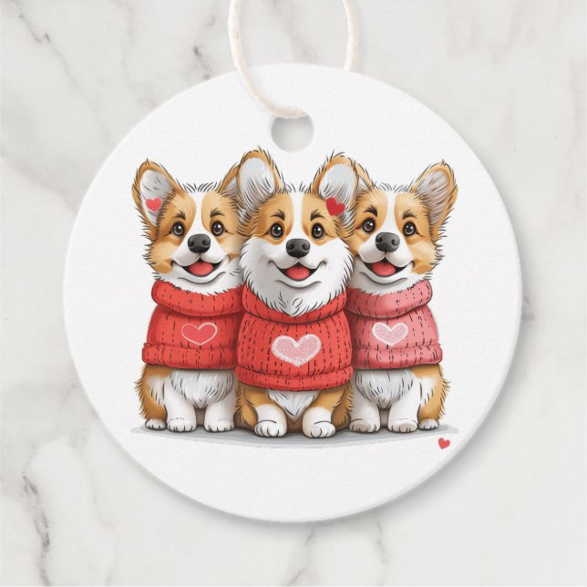 Valentines Pembroke Welsh Corgi Dogs Geschenkanhänger (Vorderseite)
