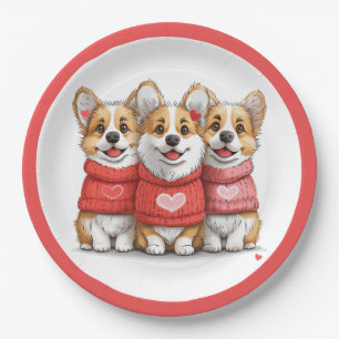 Valentines Pembroke Welsh Corgi Dogs Pappteller