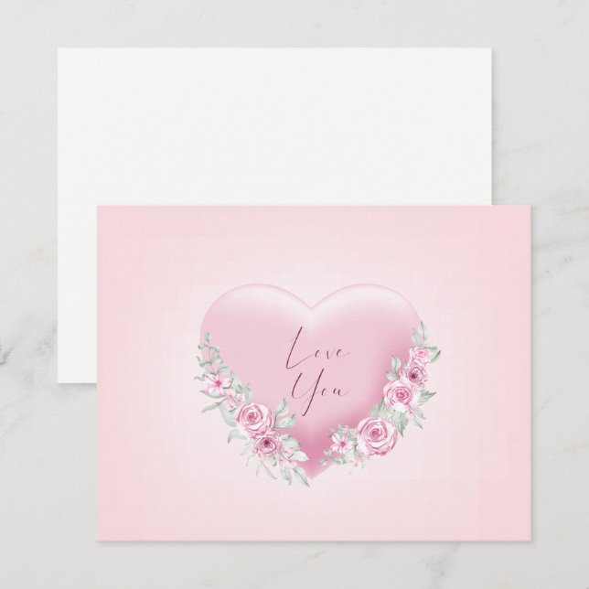 Valentines Pink Heart Einladung (Vorne/Hinten)