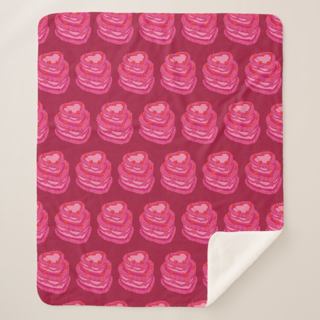 Valentines Pink Heart Shaped Cake Blanket Sherpadecke (Vorderseite)