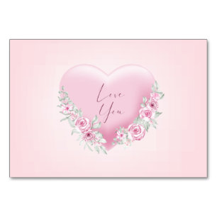 Valentines Pink Heft Table Card Tischnummer