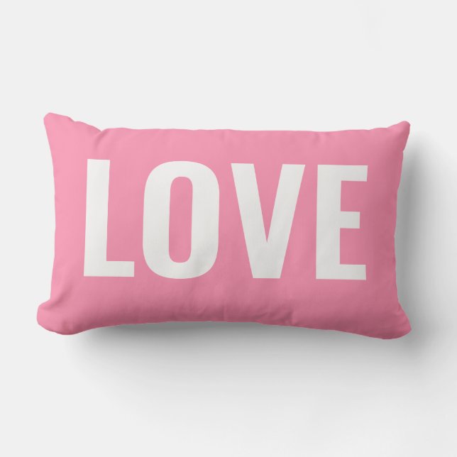 Valentines Pink Liebe Typografie Außenbereich Kissen Für Draußen (Vorderseite)