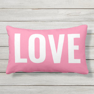 Valentines Pink Liebe Typografie Außenbereich Kissen Für Draußen