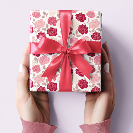 Valentine's Pink & Red Roses Wrapping Paper  Geschenkpapier