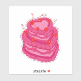 Valentines Pink Two Tiered Heart Shaped Cake Aufkleber