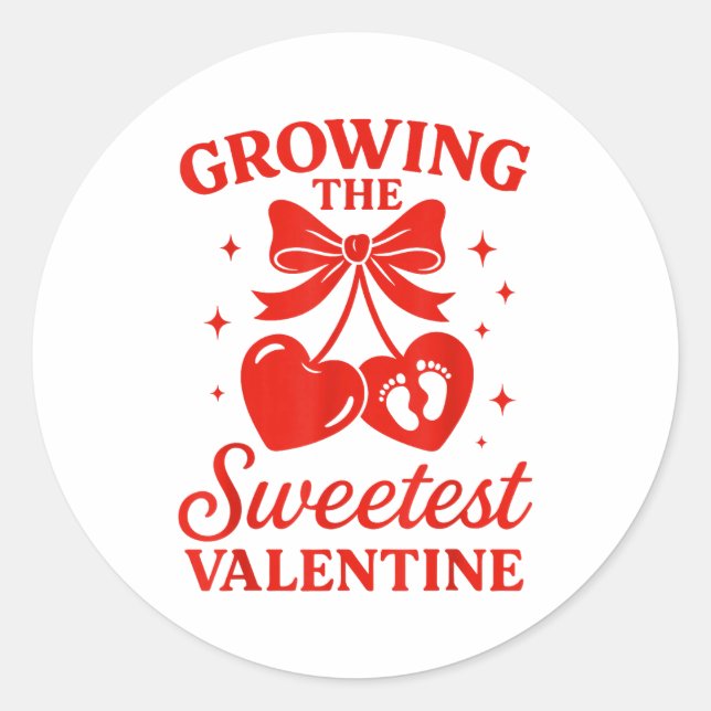Valentines Pregnancy Announcement Growing Sweetest Runder Aufkleber (Vorderseite)