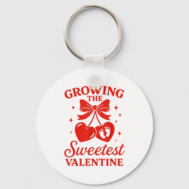 Valentines Pregnancy Announcement Growing Sweetest Schlüsselanhänger (Vorderseite)
