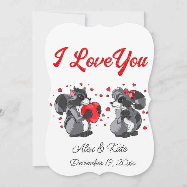 Valentines Raccoon Grußkarte Mitteilungskarte (Vorderseite)