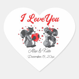 Valentines Raccoon Herz-Aufkleber
