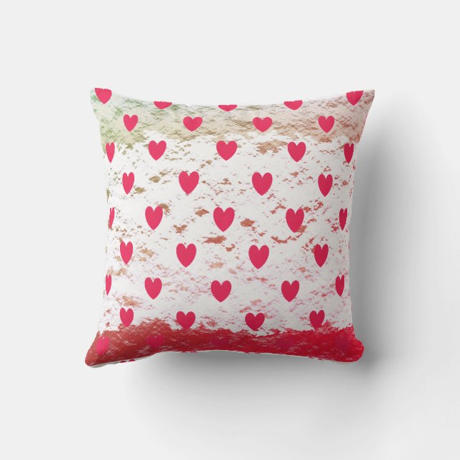 Valentines Red Heart Glittery Gold White Ombre Kissen (Rückseite)