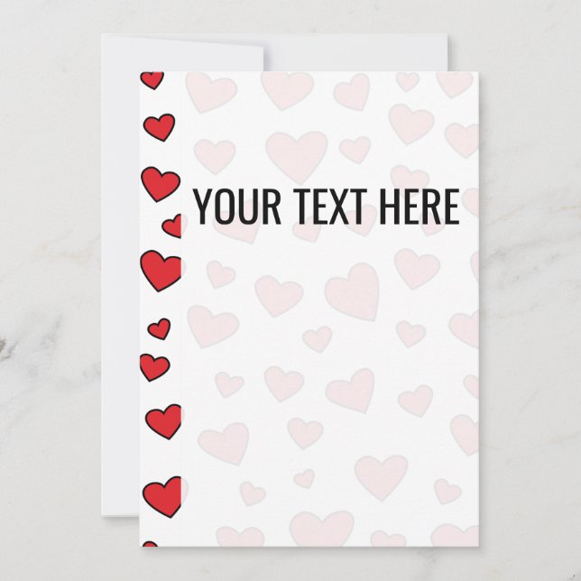 Valentines Red Heart Motif Faire-part (Devant)