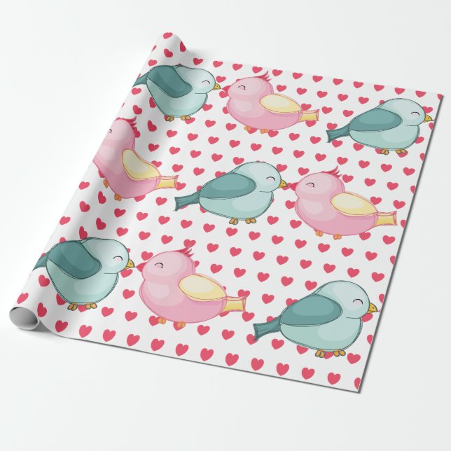 Valentines Red Heart on White mit Niedlichen Liebe Geschenkpapier (Ungerollt)