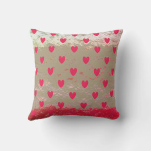 Valentines Red Heart Patterns Glittery Gold Ombre Kissen