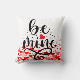 Valentines Red Heart Romantic Be Mine Typografy Kissen