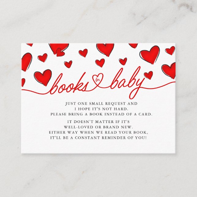 Valentines Red Hearts Livres Pour Carte Baby showe (Devant)
