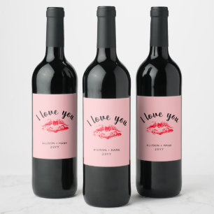Valentines Red Kiss I Liebe Sie Personalisiert Weinetikett