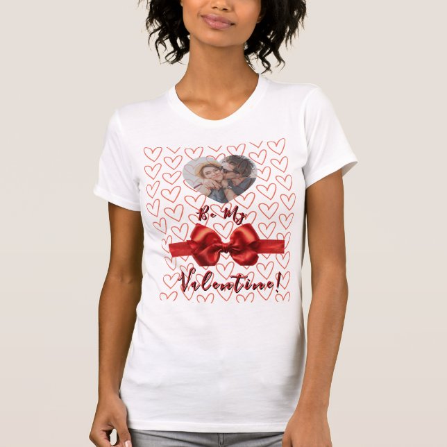 Valentines Red & Pink Customizable Photo T-Shirt (Vorderseite)