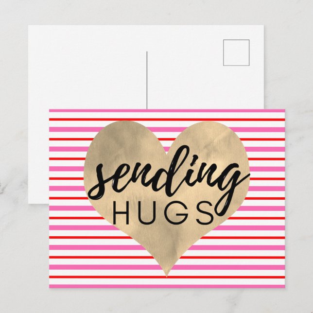 Valentines Red Pink Gold Herz Postkarte (Vorne/Hinten)